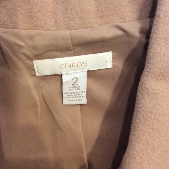Chico’s Tan Cropped Jacket 3/4 Sleeve size 2 12 14 - Picture 4 of 5